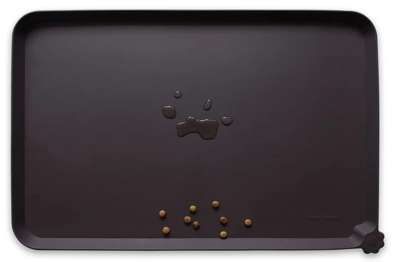 Hoki Found Tapis Silicone Antidérapant 22 x 14 po – Bord Élevé, Étanche – Dark Oak