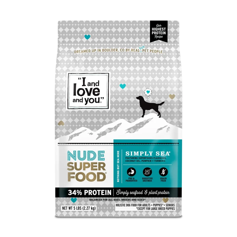 I and love and you Nude Super Food pour chien – Saumon et Poisson blanc, Prébiotique + Probiotique, Sans céréales, Viande réelle, Sans agents de remplissage, Sac 5 lb