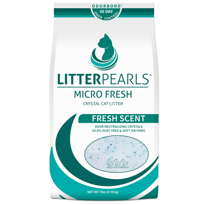 Litter Pearls Micro Fresh – Litière en cristaux non agglomérants avec ODORBOND, 7 lb