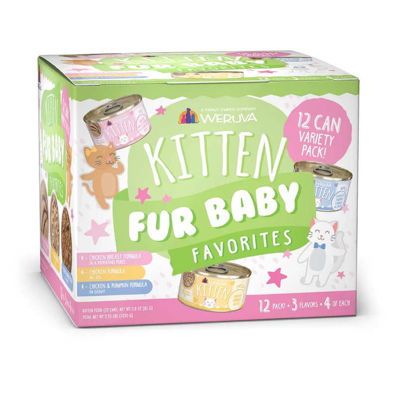 Weruva Kitten – Fur Baby Favorites Variety Pack (12×3oz) – Aliment humide sans céréales