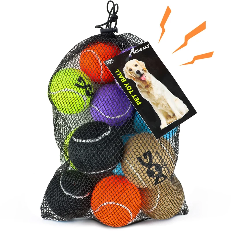 INSUM Balles qui sifflent pour chiens – 12 pièces, 2,5'', non toxiques, sac mesh