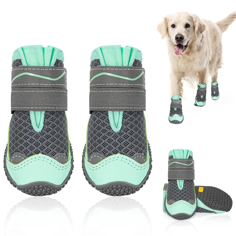 SlowTon Bottes pour Chien – Respirables et Antiderapantes Vert – Taille 6