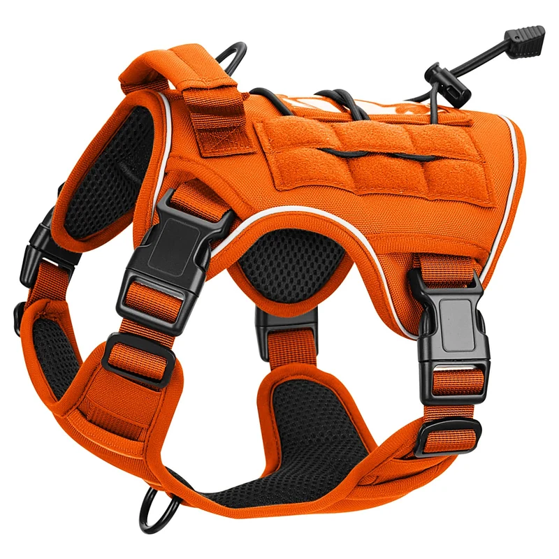 Bruvoalon Harnais Tactique Durable pour Grand Chien – Sans Traction, MOLLE, Réfléchant, Petite Taille, Orange
