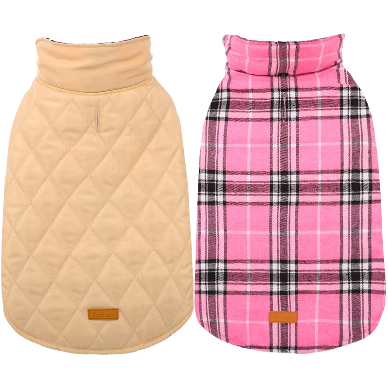Kuoser Manteau Chien Imperméable et Réversible – Taille M Rose, Ajustable et Chaud
