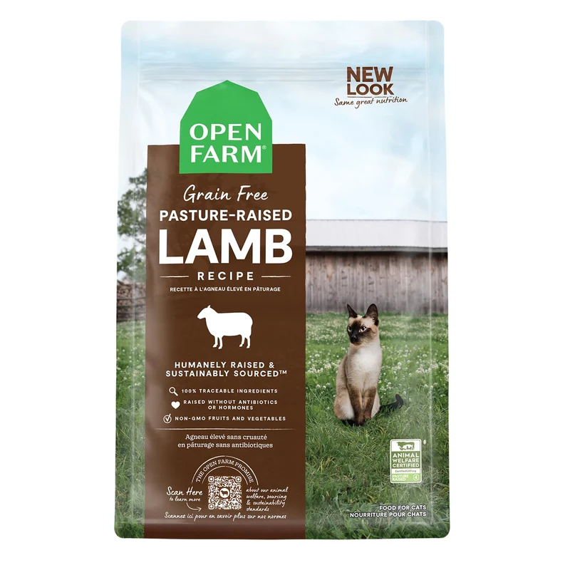 Open Farm Croquettes pour Chat – Agneau Élevé en Pâturage, Sans Céréales, 2 lb