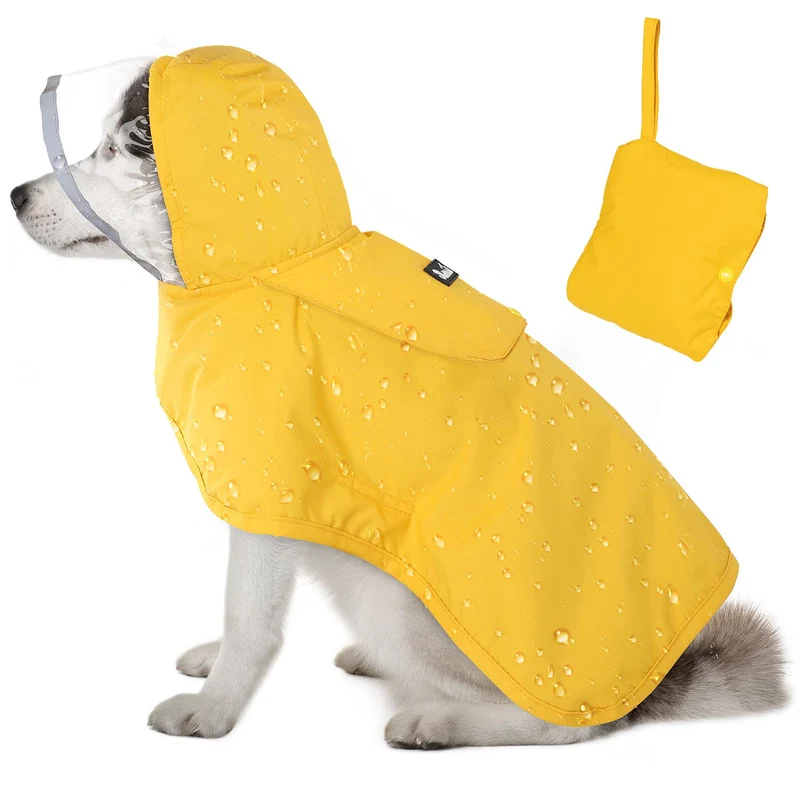 Lukovee Manteau Chien Imperméable – Capuche Transparente, Tailles XS-XXXL, Jaune