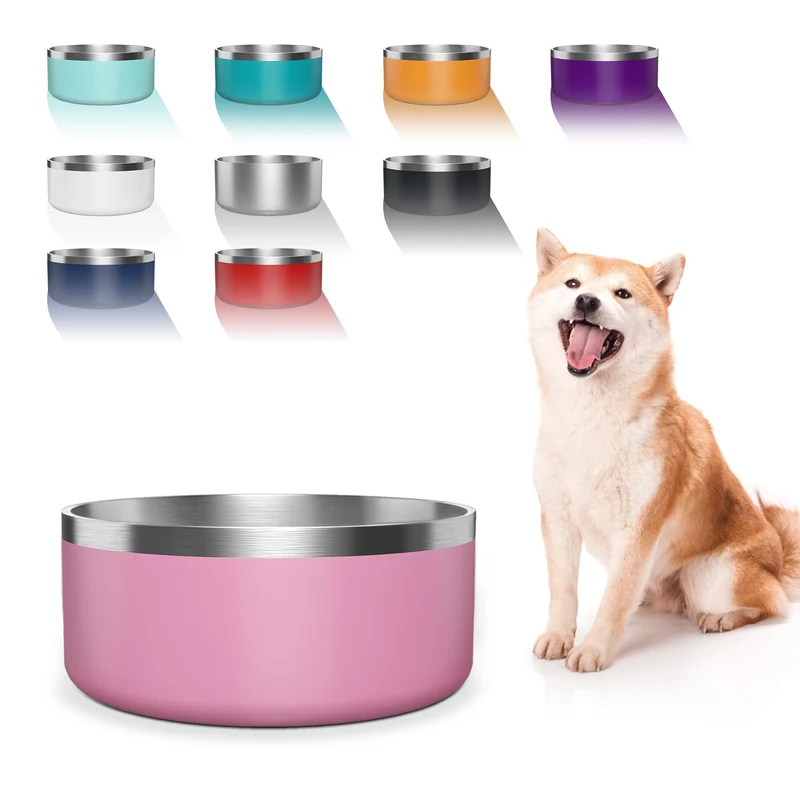 WENBOKMIN Bol pour chien en inox 304 64oz – Anti-glisse, lavable au lave-vaisselle, rose