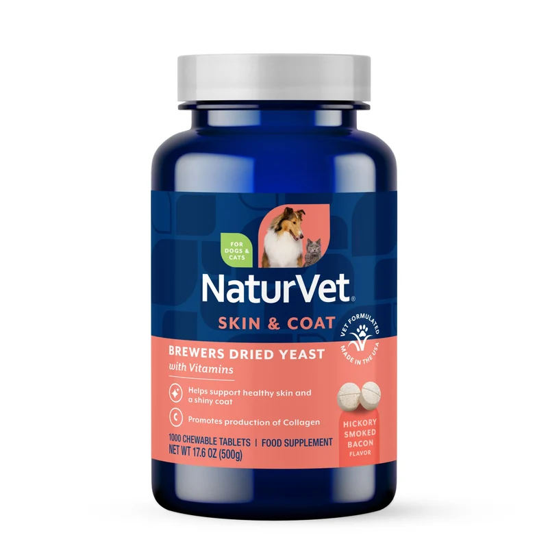 NaturVet Levure de Bière Sèche avec Vitamines – Comprimés à Mâcher pour Chiens et Chats | Fabriqué aux États‑Unis, 1000 comprimés
