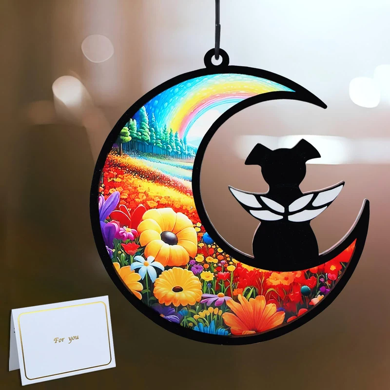 CCiaga Suncatcher Ange Memorial pour Chien – Cadeau Sympathie Arc-en-Ciel