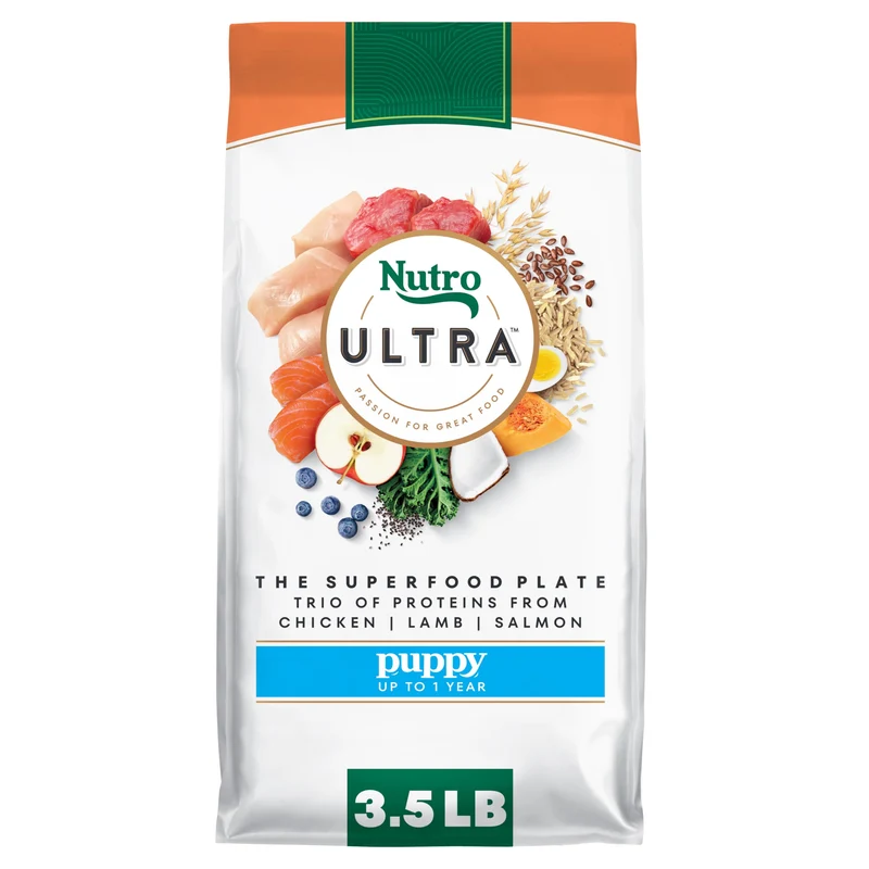Nutro Ultra Haute Protéine – Croquettes pour Chiots, Poulet, Agneau et Saumon, 3,5 lb