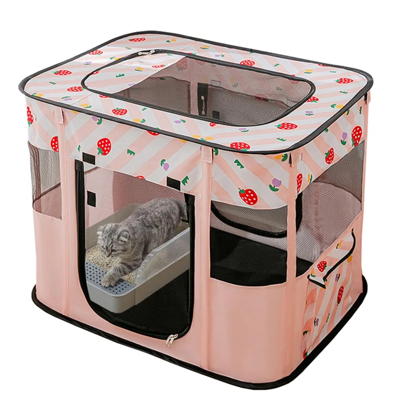 XRG Parc Portable pour Animaux – Enclos Pliable Rose Petit (27,6 L x 21,7 W x 17,7 H pouces)