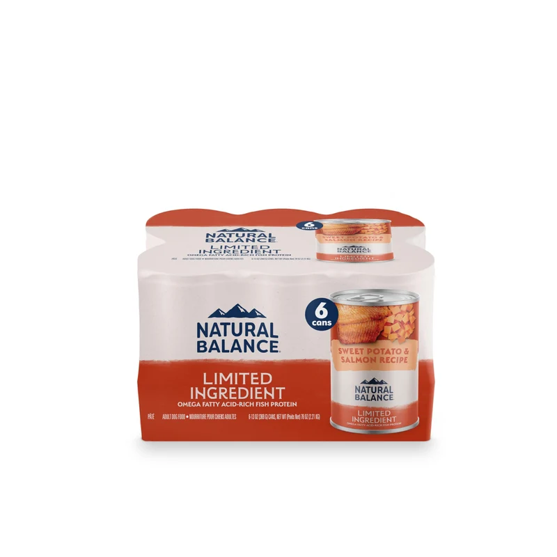 Natural Balance Nourriture humide pour chien sans céréales au saumon et patate douce – 6 boîtes de 13 oz