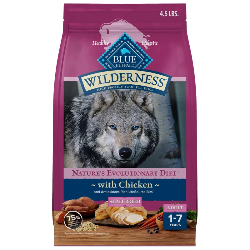 Blue Buffalo Wilderness pour Chien de Petite Race – Croquettes Sèches au Poulet Réel et Ingrédients Naturels