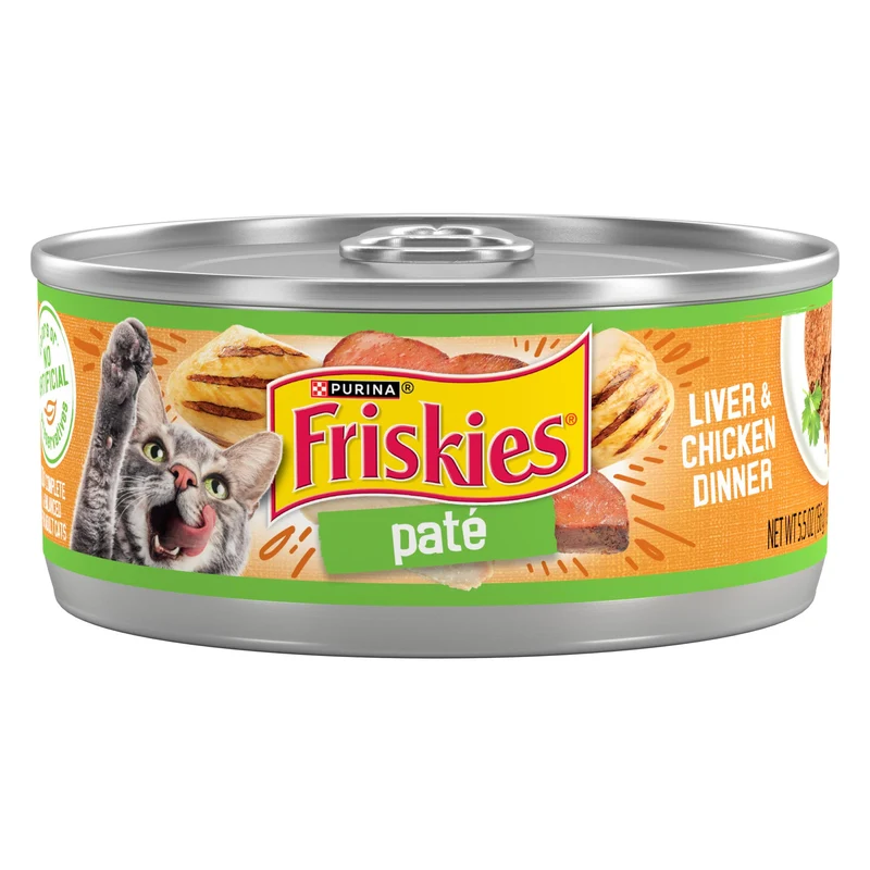 Purina Friskies Pâté Chat – Foie et Poulet, Dîner Humide (Pack 24 x 5,5 oz)