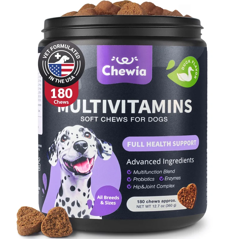 CHEWIA : Multivitamines 15 en 1 pour Chiens – MSM, Articulations, Peau et Immunité