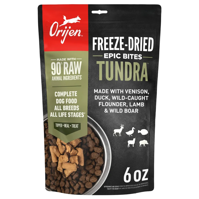 ORIJEN Epic Bites Sèches Freeze-Dried – Recette Tundra, Sac 170 g