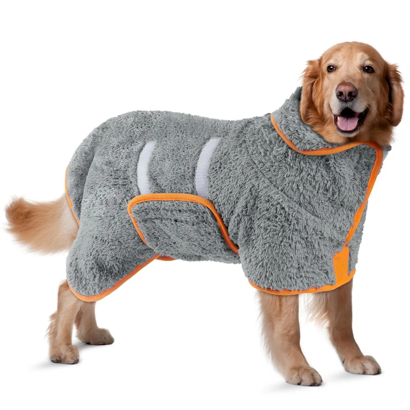 Bienbee Robe de Bain pour Chien – Séchage rapide & Douceur, Gris XL