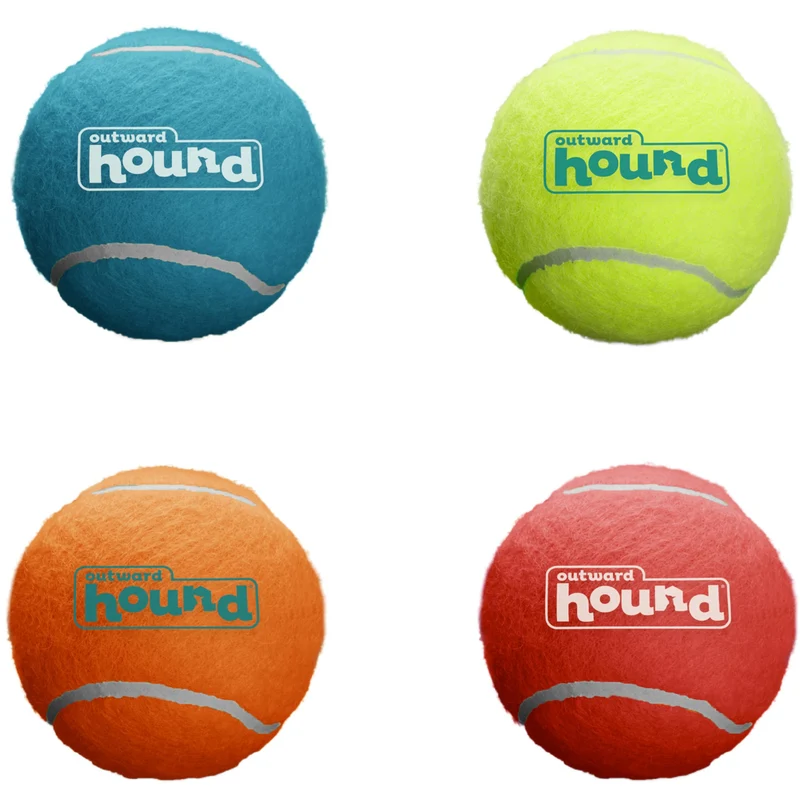 Outward Hound Squeaker Ballz – Balles à sifflet tennis pour chiens <25 lb, Petit (2 pouces), Pack de 4