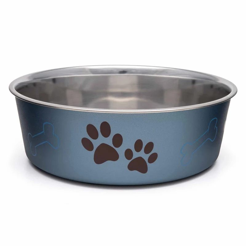 Loving Pets Bella Bowl – Gamelle en acier inoxydable anti-débordement pour chien et chat (Bleu myrtille, 27 oz)
