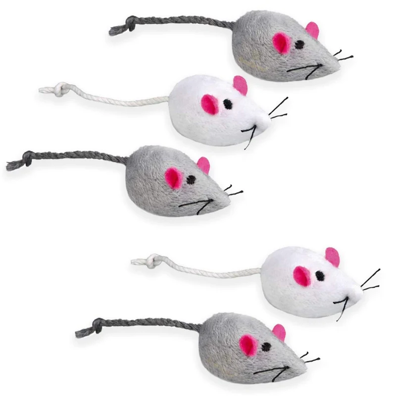 SunGrow Lot de 5 Souris en Peluche à Herbe à Chat pour Chats d’Intérieur – Jouets de Chasse et Poursuite