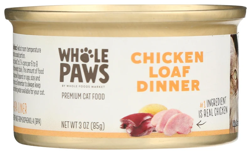 Whole Paws – Nourriture humide pour chat, Dîner pâté de poulet, 3 onces, premier ingrédient poulet réel