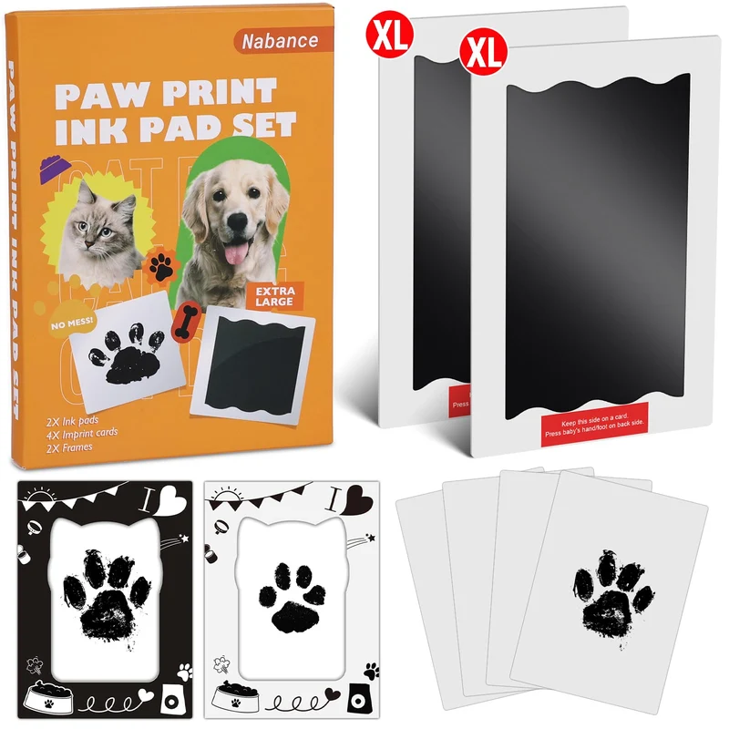 Kit Nabance d’Empreinte Patte et Nez – Cadres Photo, Tampons Clean Touch, Souvenir Animalier