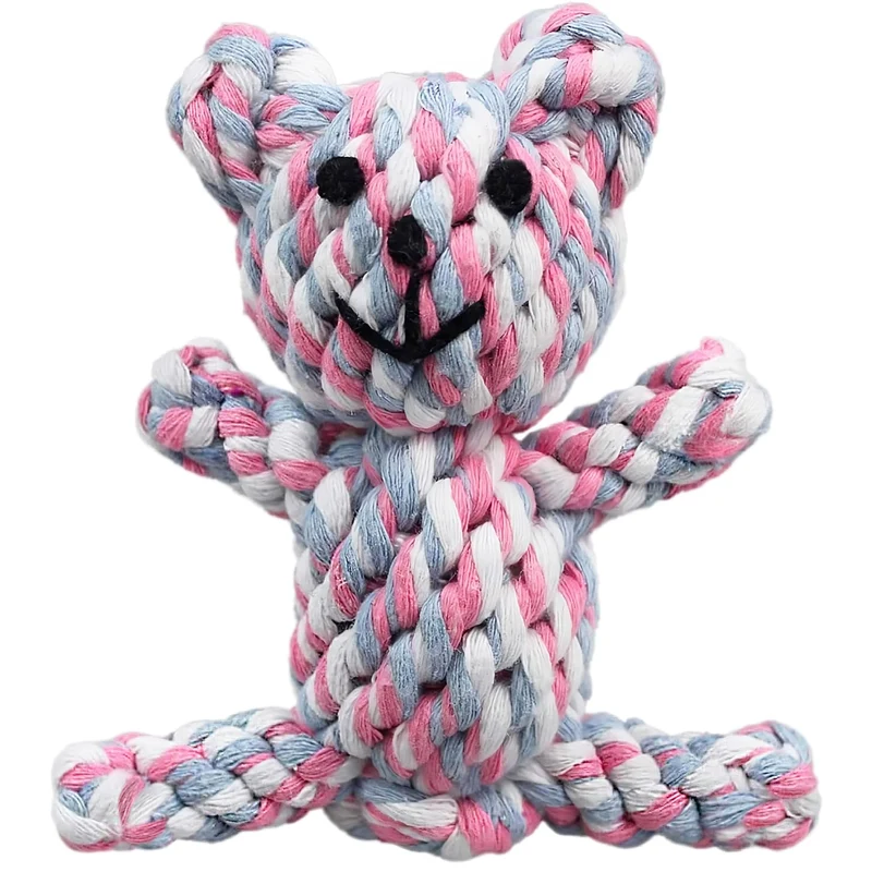 SunGrow Ourson en peluche pour dentition — Jouet corde coton durable pour petits et moyens chiens