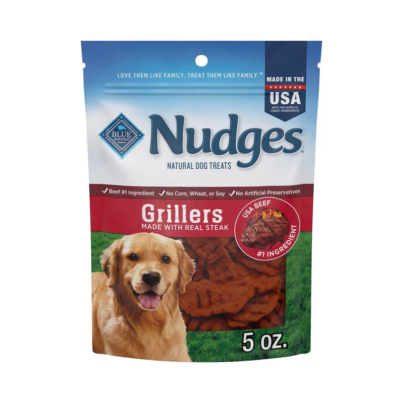 Blue Buffalo Nudges Grillers – Friandises naturelles pour chien au boeuf réel, fabriquées aux États-Unis, sachet 5 oz