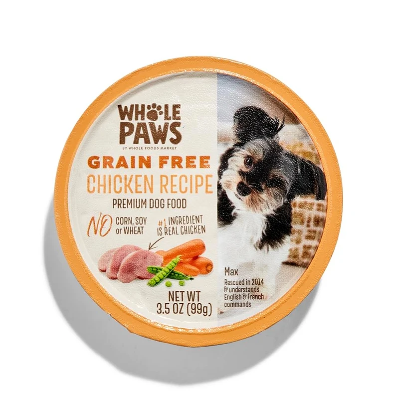 Whole Paws - Alimentation humide sans céréales au poulet pour petits chiens, 3,5 oz
