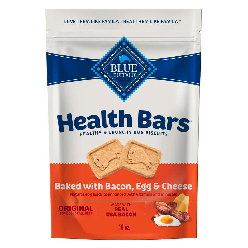 Blue Buffalo Health Bars - Biscuits croustillants pour chien bacon œuf fromage, 450 g