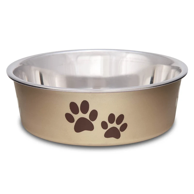 Loving Pets Bella Bowl – Gamelle anti-déversement en acier inoxydable (Champagne)
