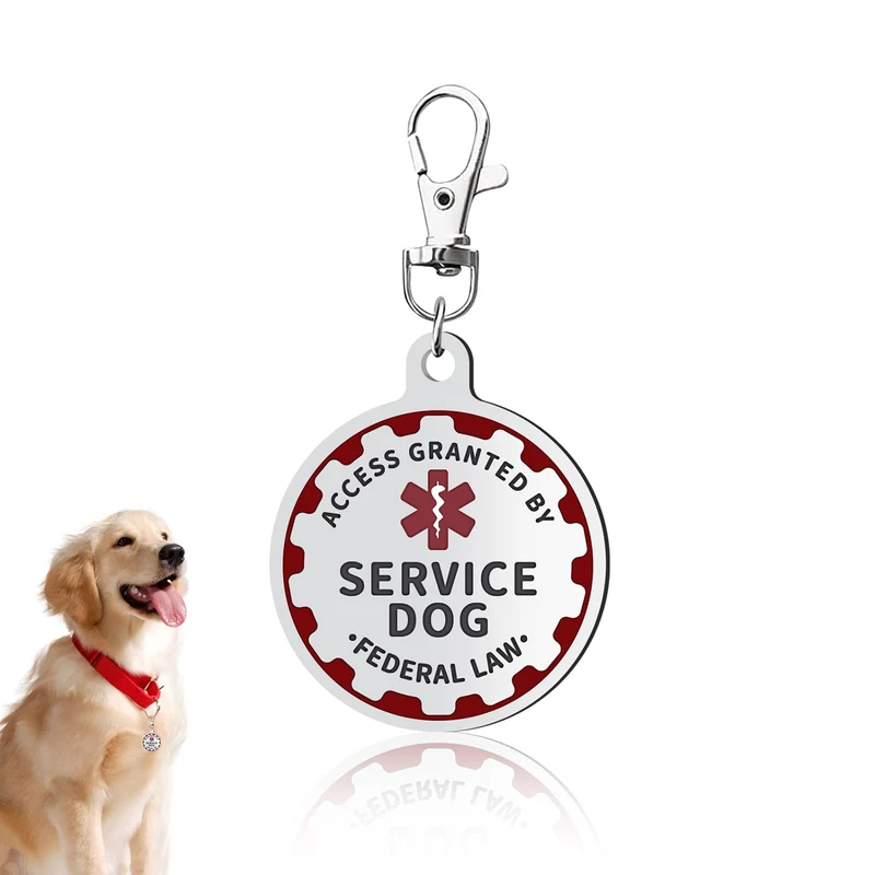 PEHADU Service Dog Tag – Étiquette à face double en acier inoxydable pour chiens de service, soutien émotionnel et thérapie