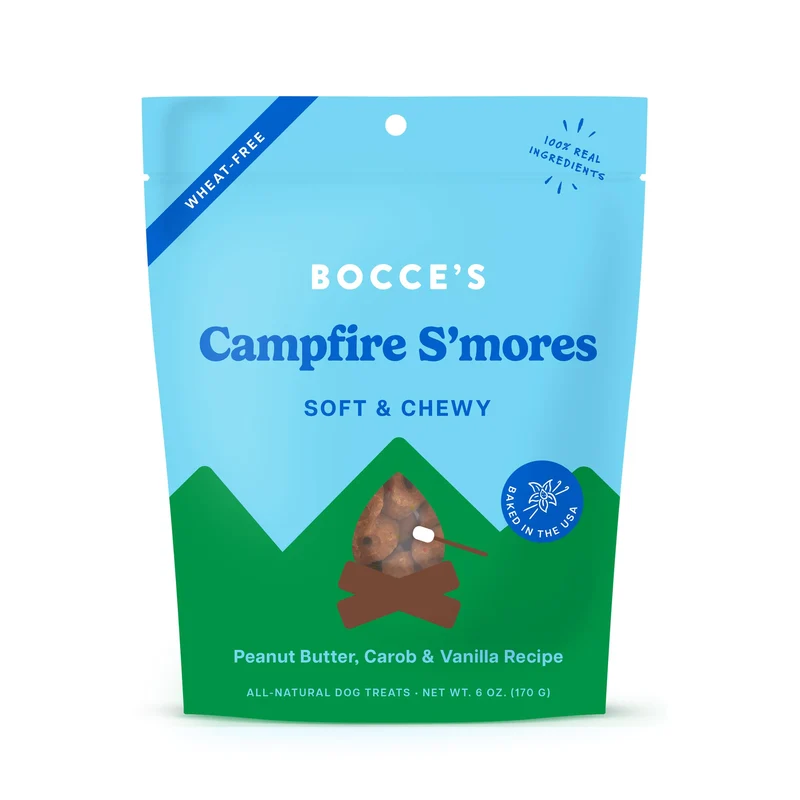 Friandises Bocce's Bakery S’mores Feu de Camp pour Chiens – Sans Blé, Douces et Naturelles – Beurre d’arachide, Caroube et Vanille – 6 oz