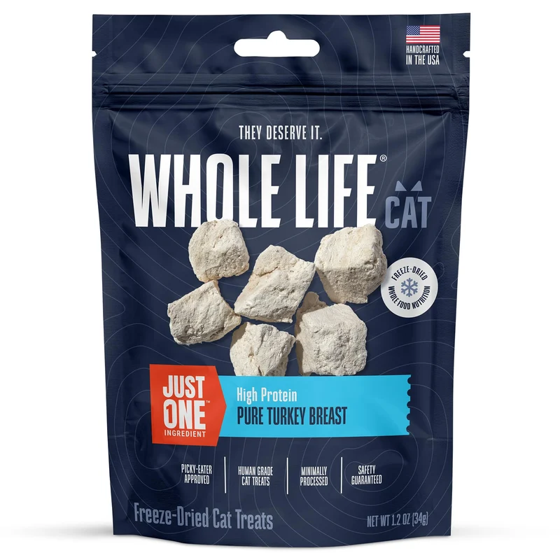 Friandises pour chat à base dinde lyophilisée Whole Life Cat – 1,2 oz, Fabriqué aux États-Unis