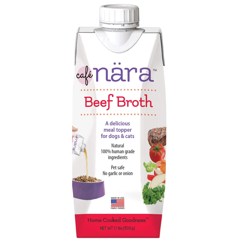 Cafe Nara Bouillon de Boeuf – Toppers de Repas pour Chiens & Chats – Hydratation et Saveur – Ingrédients de Qualité Alimentaire Humaine – Non-OGM – Fabriqué aux États-Unis – 17,6 oz