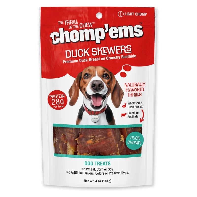 CHOMP'EMS Brochettes Canard pour Chien — Friandises Naturelles Protéinées (113 g)