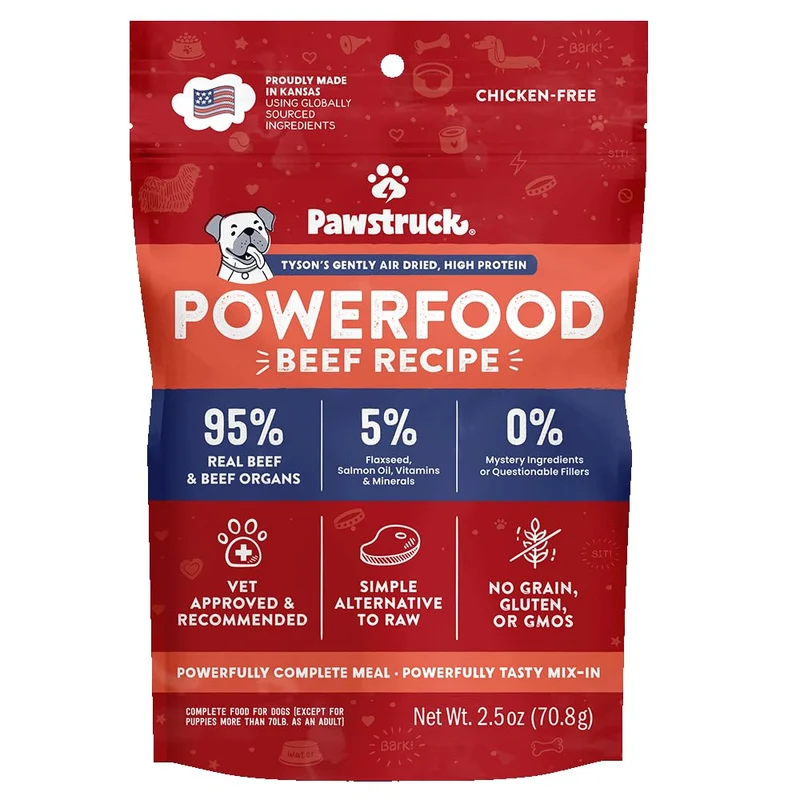 Pawstruck Nourriture pour Chien Air Séché au Bœuf — Sans Céréales, Fait aux États‑Unis, Échantillon 2,5 oz