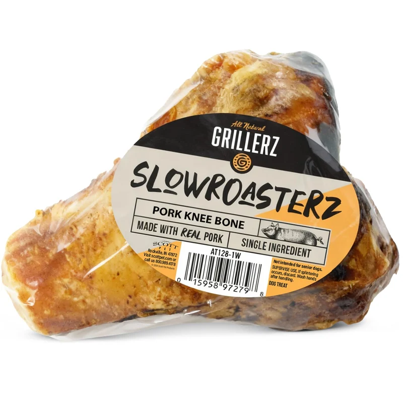 Grillerz Os de Genou de Porc – Friandise naturelle pour chiens adultes, haute teneur en protéines