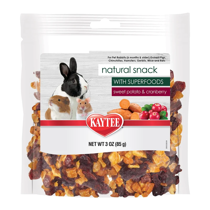 Kaytee Collation naturelle avec superaliments — Patate douce et canneberge pour cobayes, lapins et hamsters