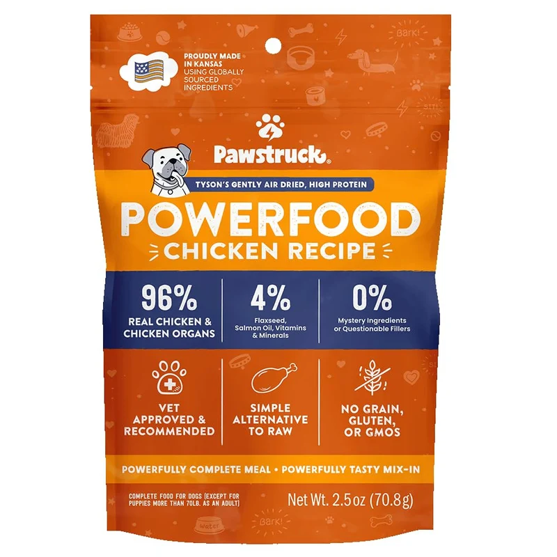 Pawstruck – Nourriture pour chien séchée à l’air avec poulet réel, sans céréales, fabriquée aux États‑Unis, essai 2,5 oz