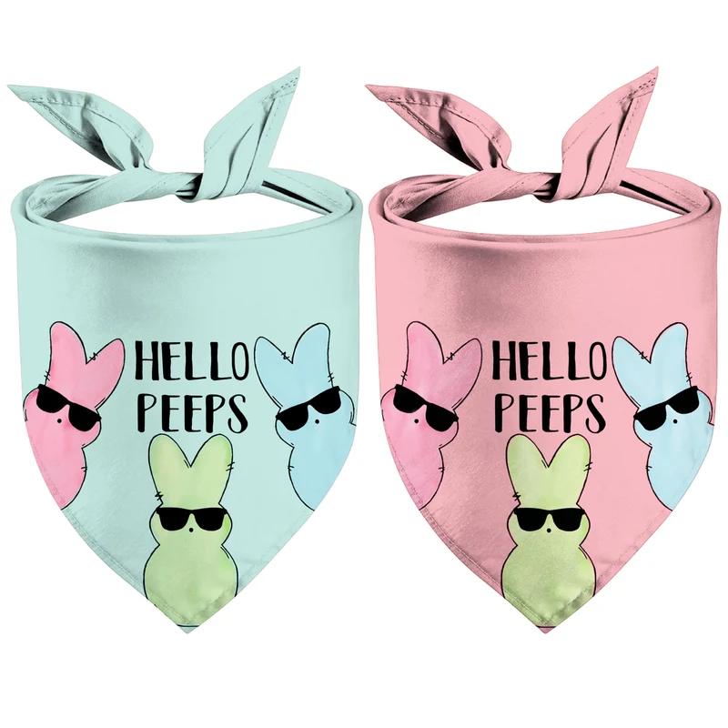 Bandanas Chien GHSJYO Pâques Bonjour Lapin – Lot 2 Réversibles