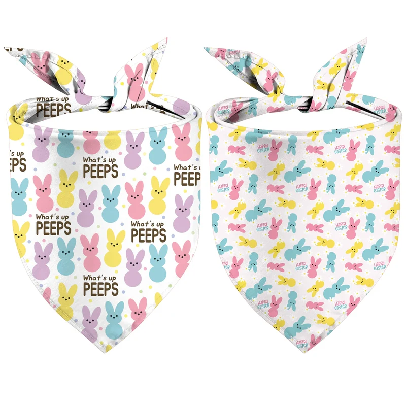 GHSJYO Bandanas Chien Pâques – Lot 2 Bandanas Réversibles Colorés