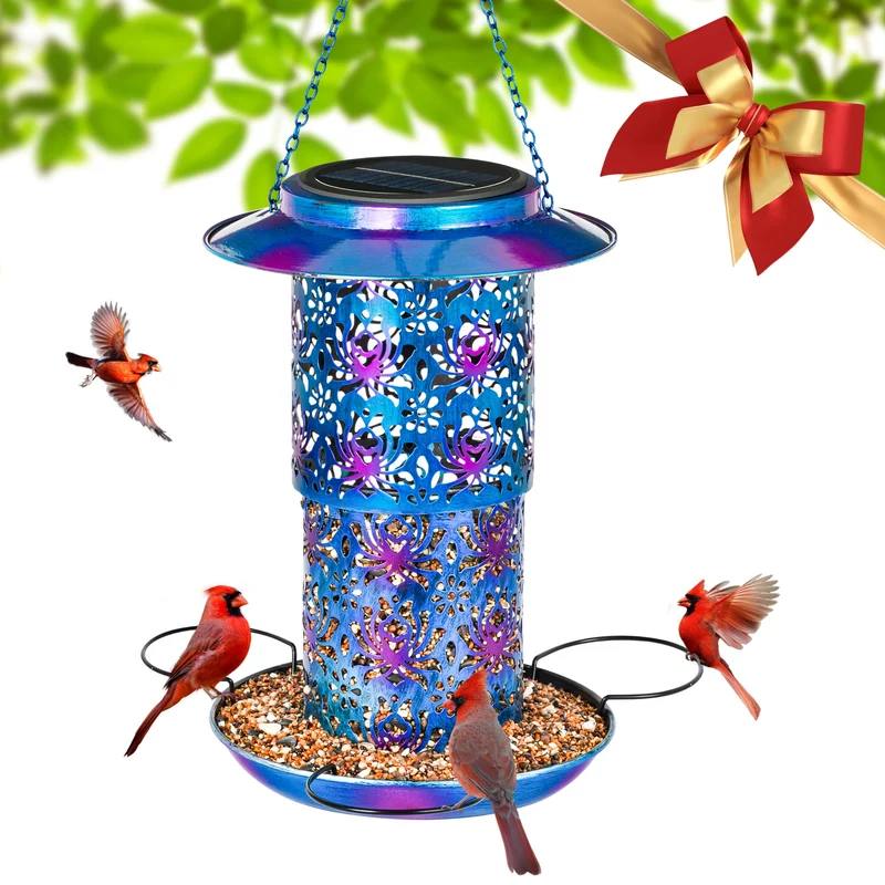 Ottsuls Alimenteur d'oiseaux solaire – Lanterne jardin métal, résistant