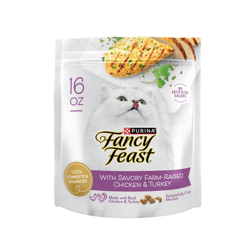 Purina Fancy Feast Purina — Croquettes sèches au poulet et dinde (4 x 454 g)
