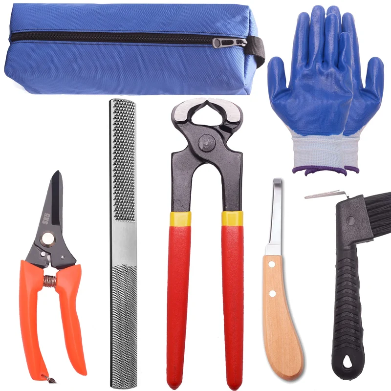 Loaged Kit d’Outils Ferrier 8 Pouces (7 Pièces) – Lime Sabots, Coupe-Sabot, Couteau et Cisailles Professionnels