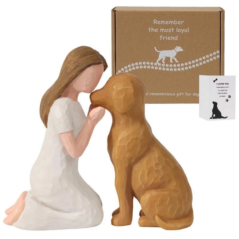 SUTIMAS Figurine Mémorielle pour Chien — Statue Brune Peinte à la Main, Cadeau d'Amitié