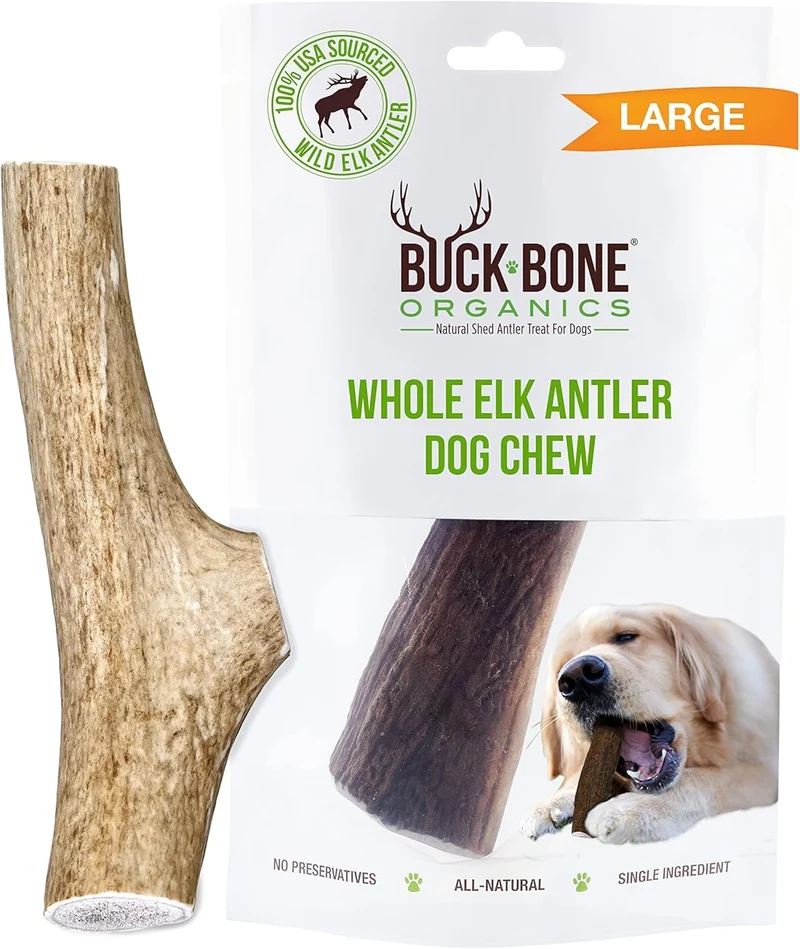 Buck Bone Organics – Cornes d’élan pour chiens (Grand), durables et sans conservateurs — États‑Unis