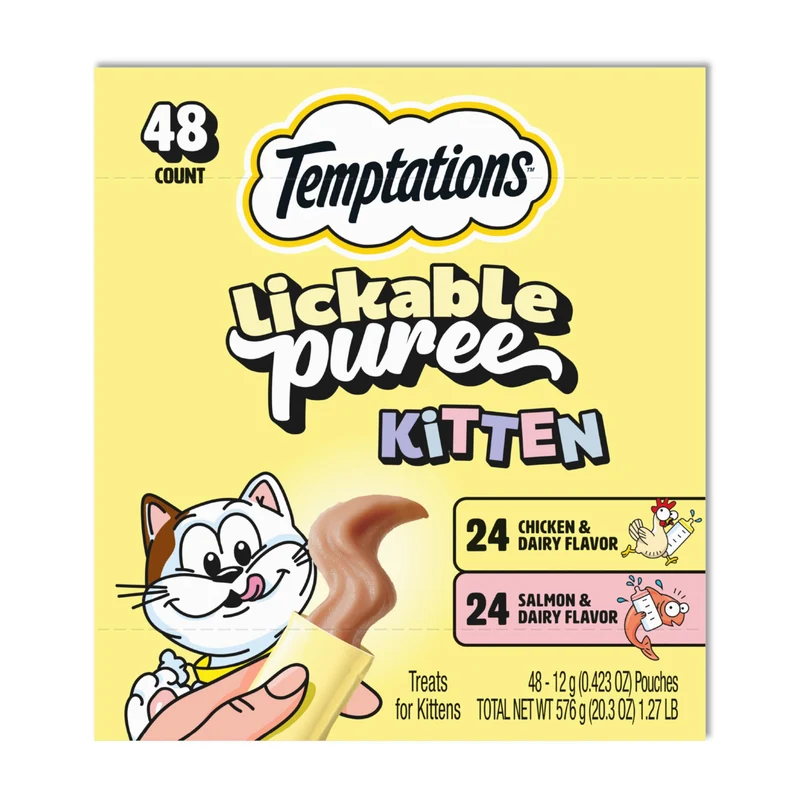 Temptations Purée Chatons – Duo Saveurs Poulet et Saumon, 48 Sachets
