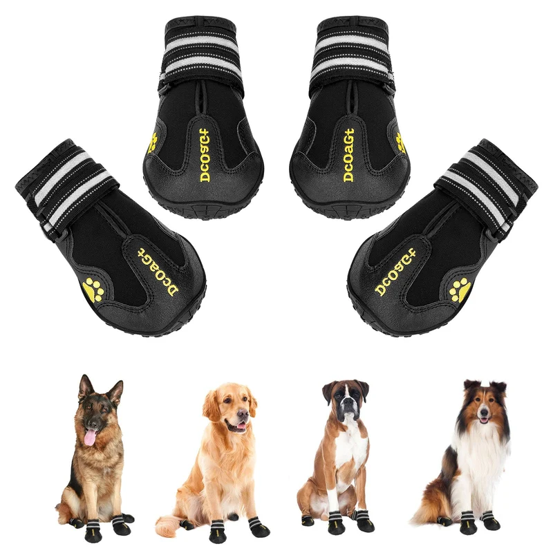 DcOaGt Chaussures pour Chien Grand – Bottes Imperméables Antiderapantes et Sangles Réfléchissantes