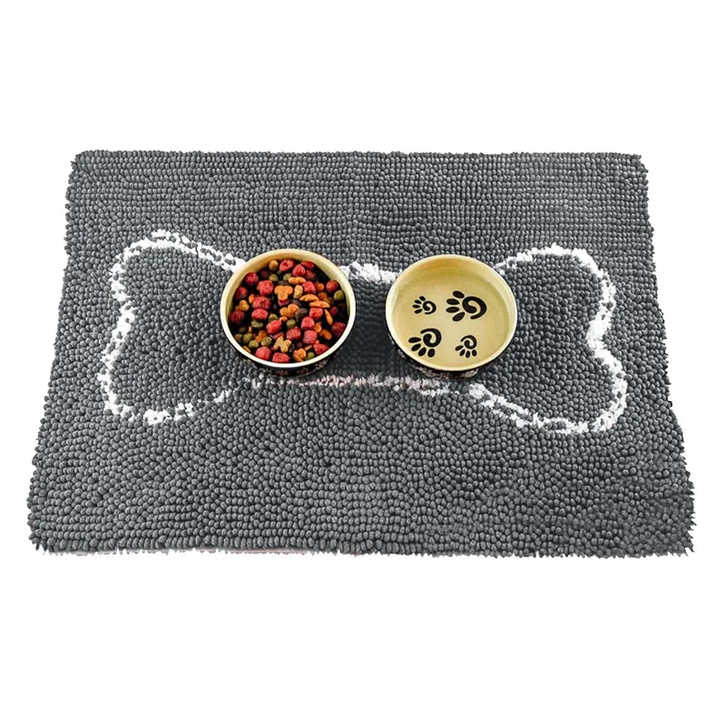 Slopmat pour chien Soggy Doggy Doormat – Tapis absorbant en chenille microfibre, anti-glisse, lavable – Gris/Os, 46×61 cm